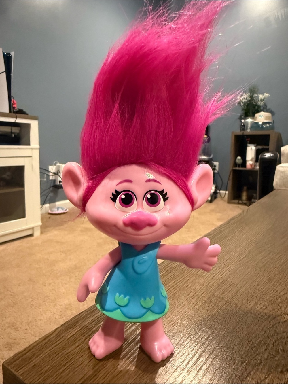Trolls Pink Troll Doll with Bright Pink Hair and Blue Dress